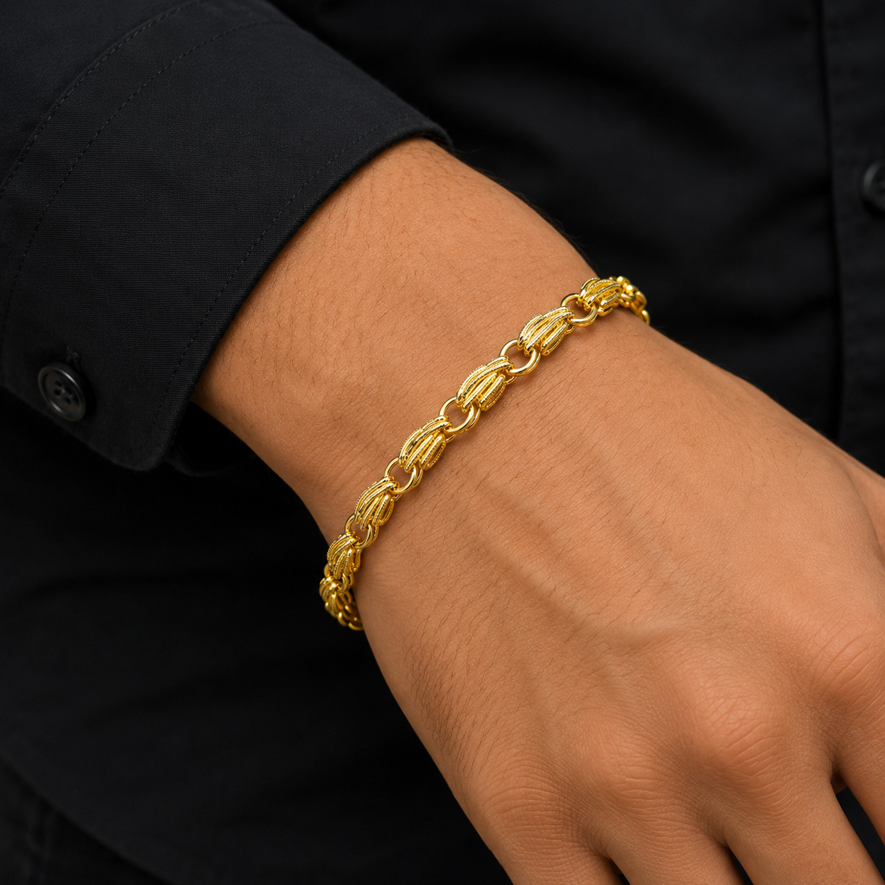 Chain Ring Bracelet Gold PVD Men Daily Wear UniqueJewels.in India