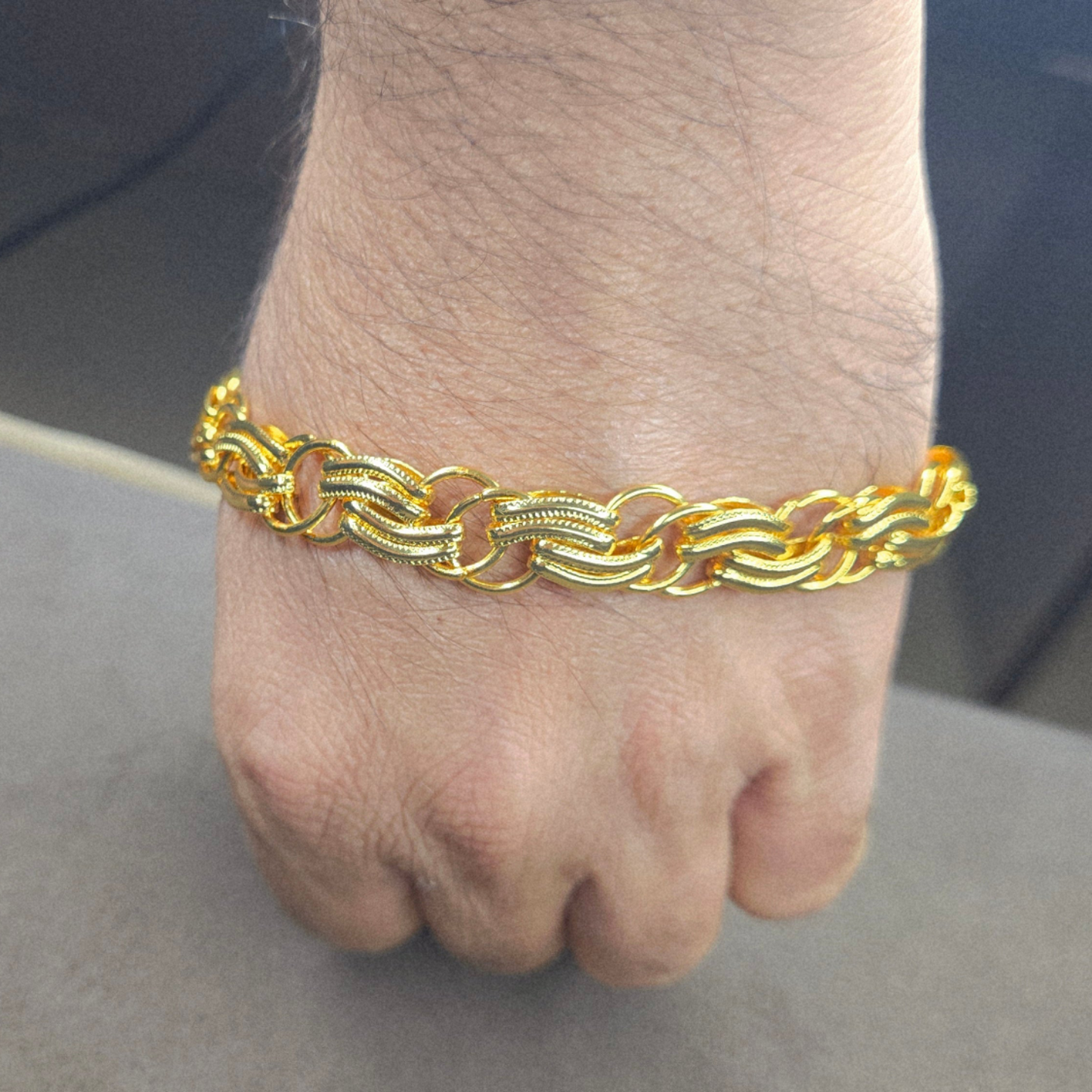 Artisan Chain Ring Bracelet- 22k Gold Plating