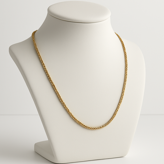 Men’s Gold-Plated Box Chain Necklace – 22K Finish.