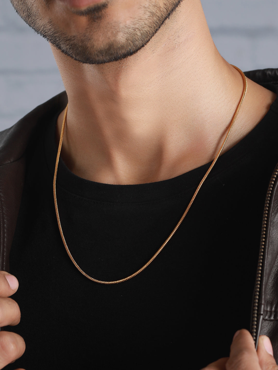 Round snake chain for men 18k Gold Plated