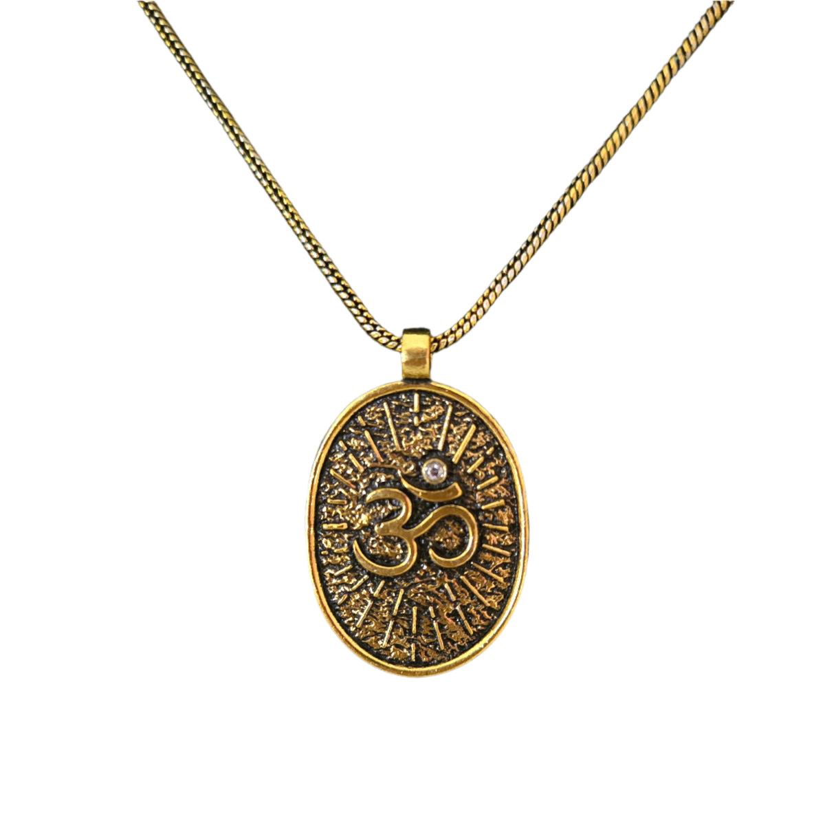 OM Pendant Necklace Black Gold Chain Men Spiritual India