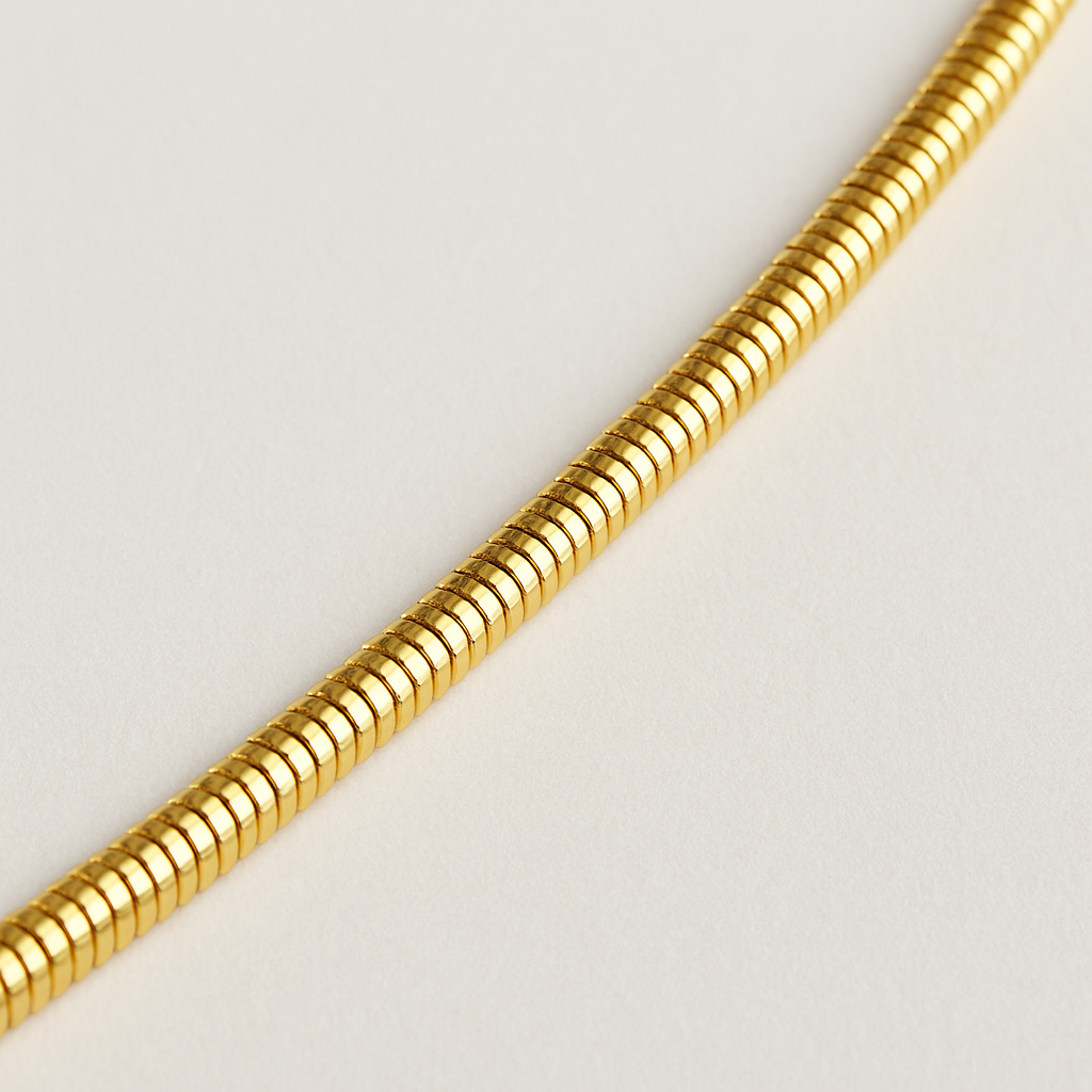 Round snake chain for men 18k Gold Plated