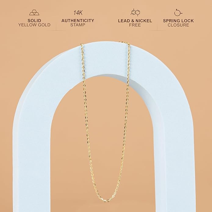 Diamond Cut Anchor/Cable Chain Necklace 14k Gold Plated