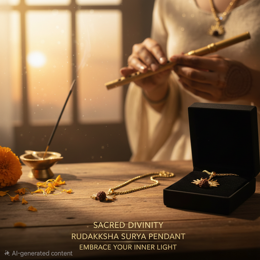 5 Mukhi Rudraksha Surya Pendant With Chain.