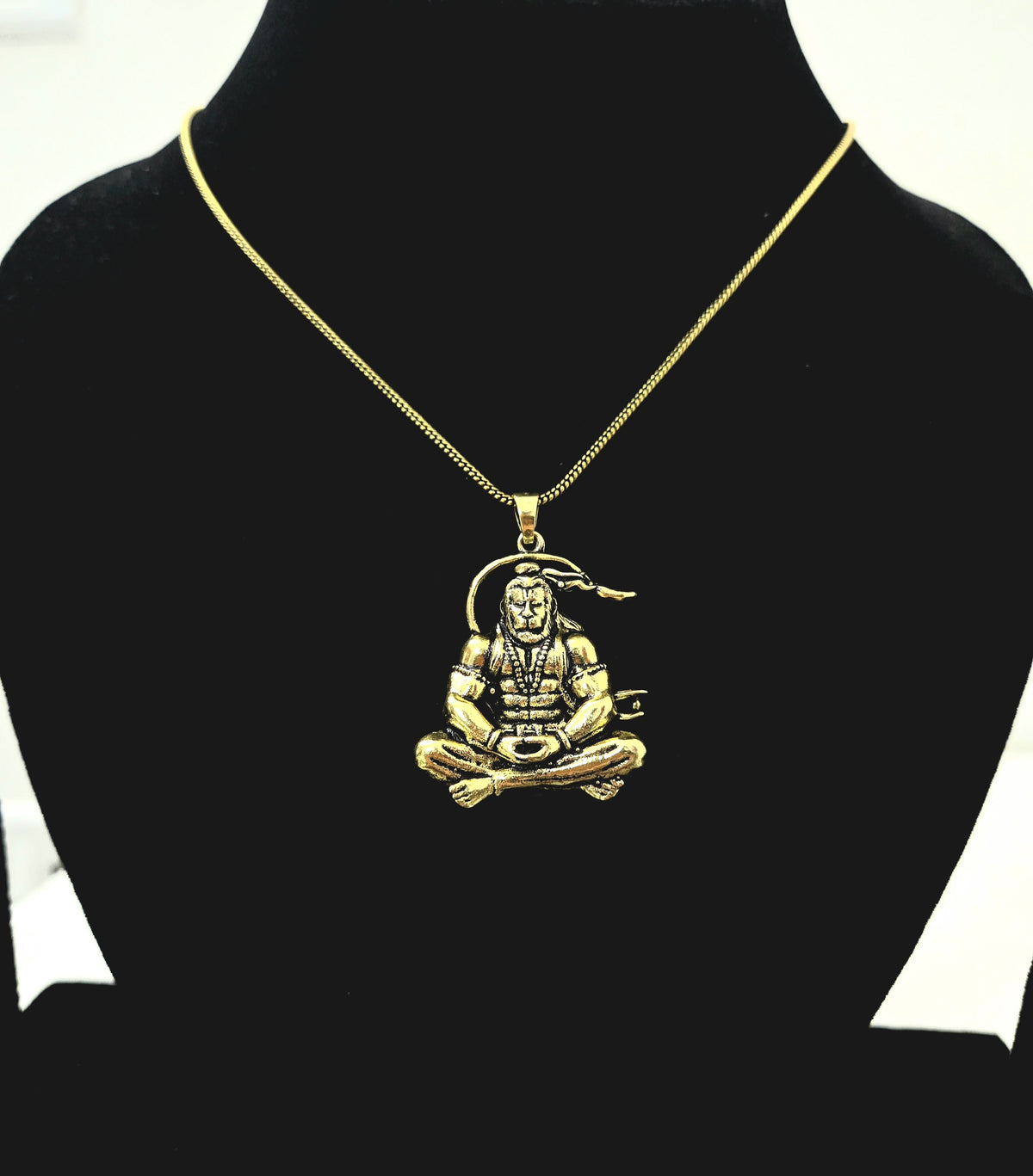 22K Gold Hanuman Locket Necklace Men Spiritual Jewellery India