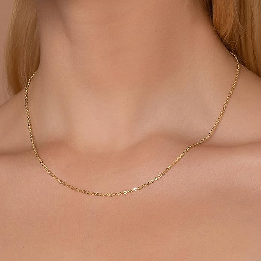 Diamond Cut Anchor/Cable Chain Necklace 14k Gold Plated