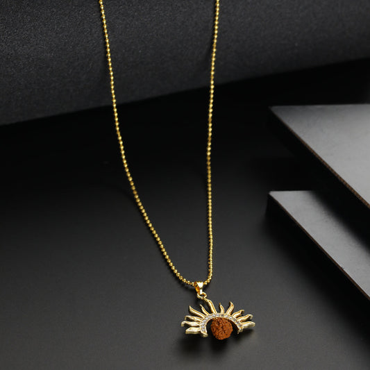 5 Mukhi Rudraksha Surya Pendant With Chain.