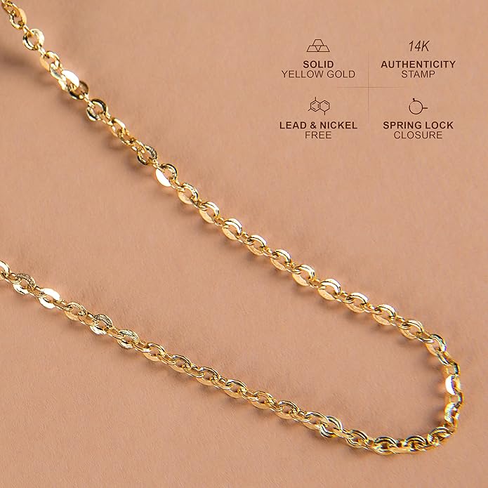 Diamond Cut Anchor/Cable Chain Necklace 14k Gold Plated