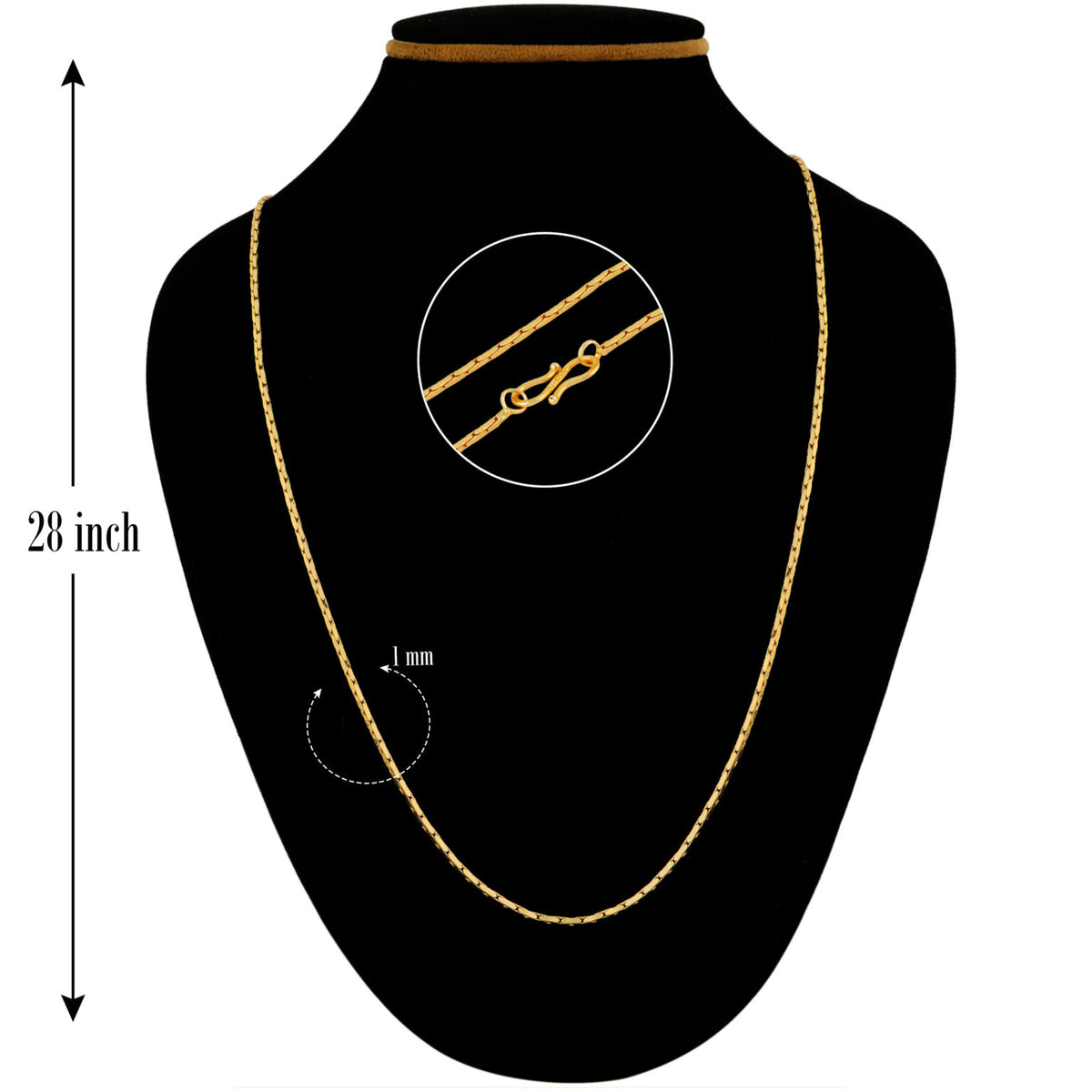 Minimalist Gold Chain 22K Plated S-Hook Closure Men Daily Wear