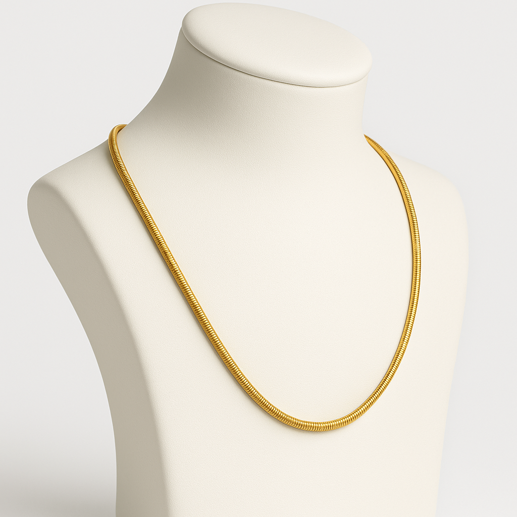 Round snake chain for men 18k Gold Plated