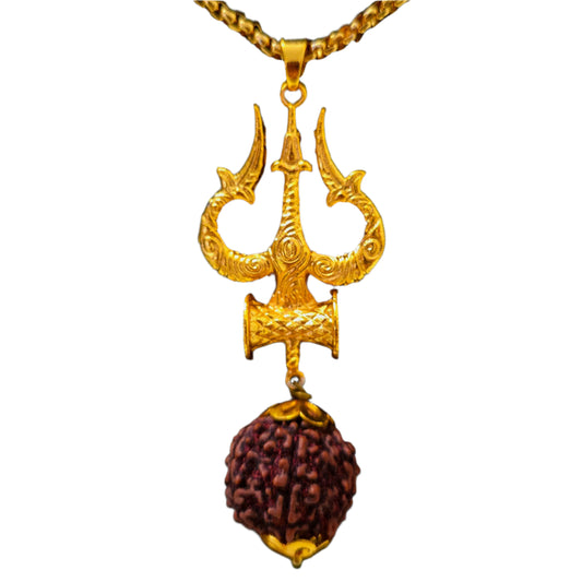 Trishul Damru Rudraksha Pendant with Chain
