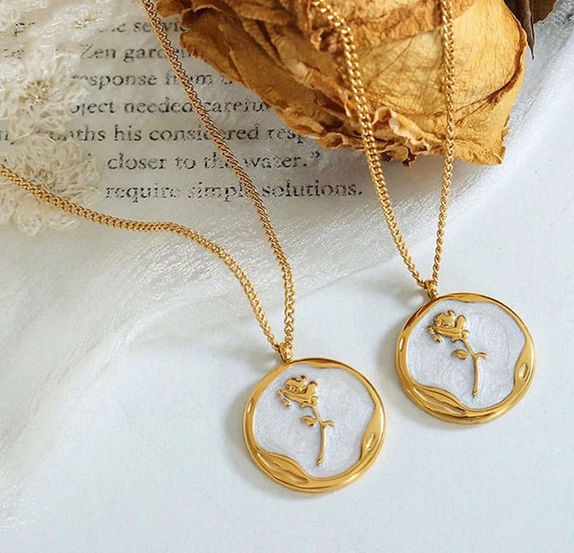 Belle Rose Necklace Gold Plated, Waterproof and Anti-Tarnish.