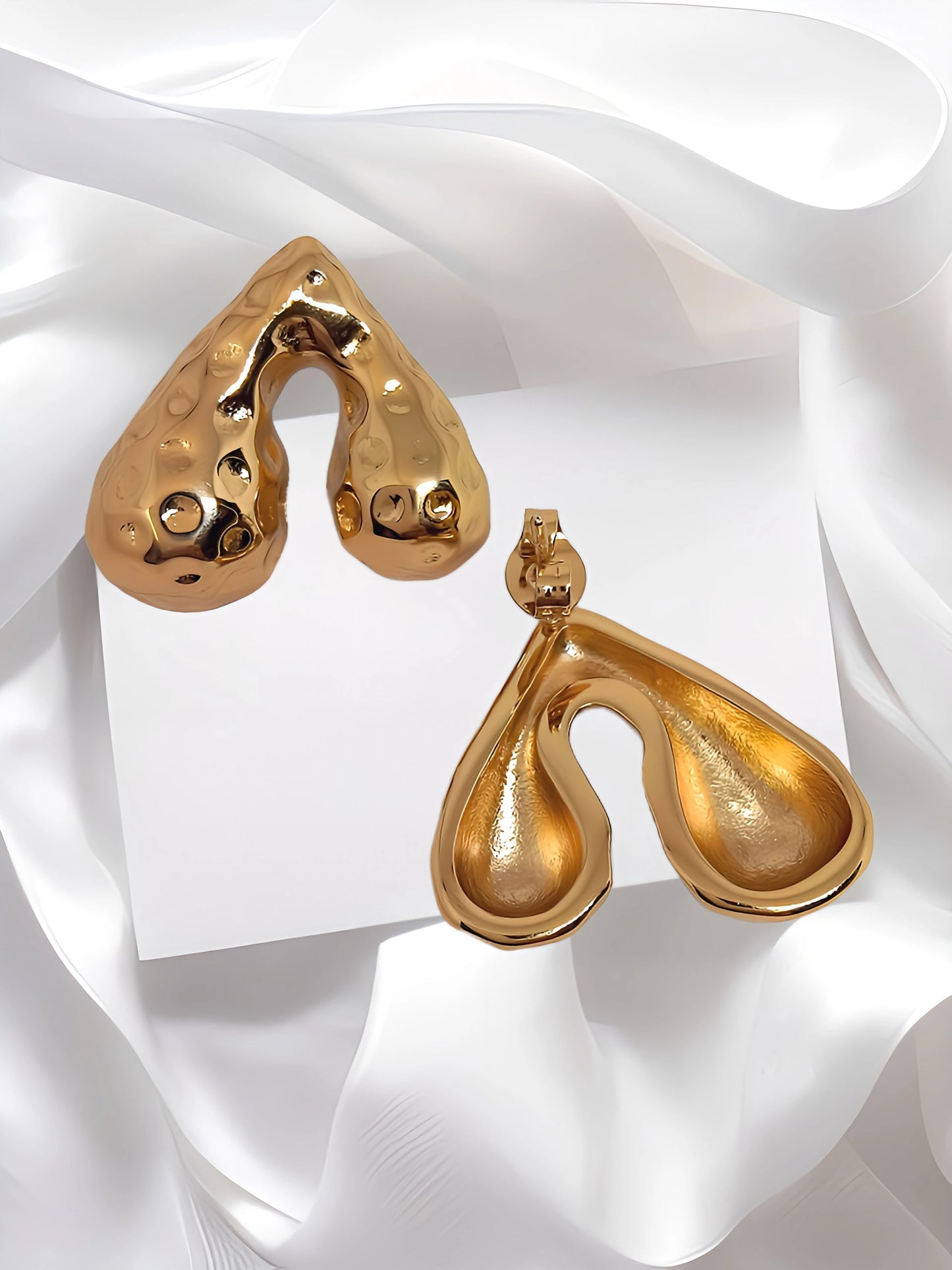 Gorgeous Hamered Heart Stud Earring for Women & Girls 18k Gold Plated