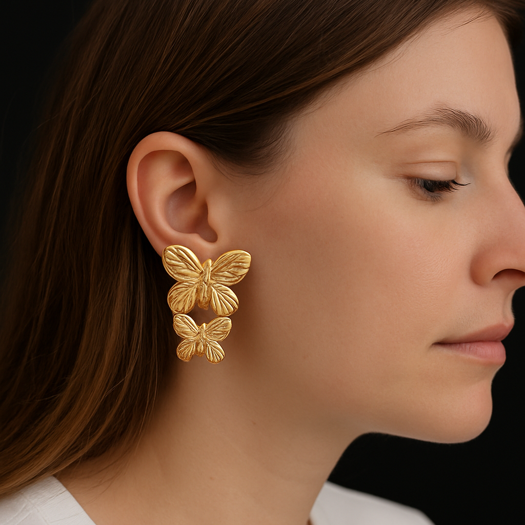 Gold Butterfly Earrings Women Jewellery India Anti-Tarnish