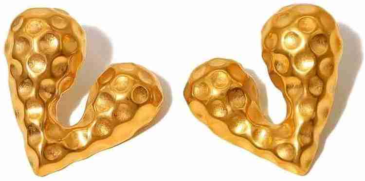 Gorgeous Hamered Heart Stud Earring for Women & Girls 18k Gold Plated
