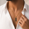 Obsidian Bar Pendant for Men – 22K Gold PVD, Waterproof & Anti-Tarnish
