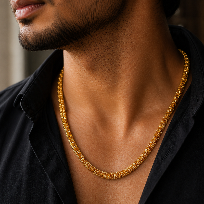 Royal Byzantine Chain for Men – 22K Gold Plated, Premium Heavy Necklace