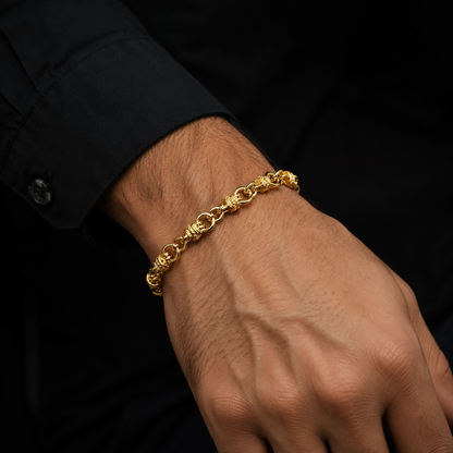 22K Gold Rolling Bracelet Close Up Men Jewellery India