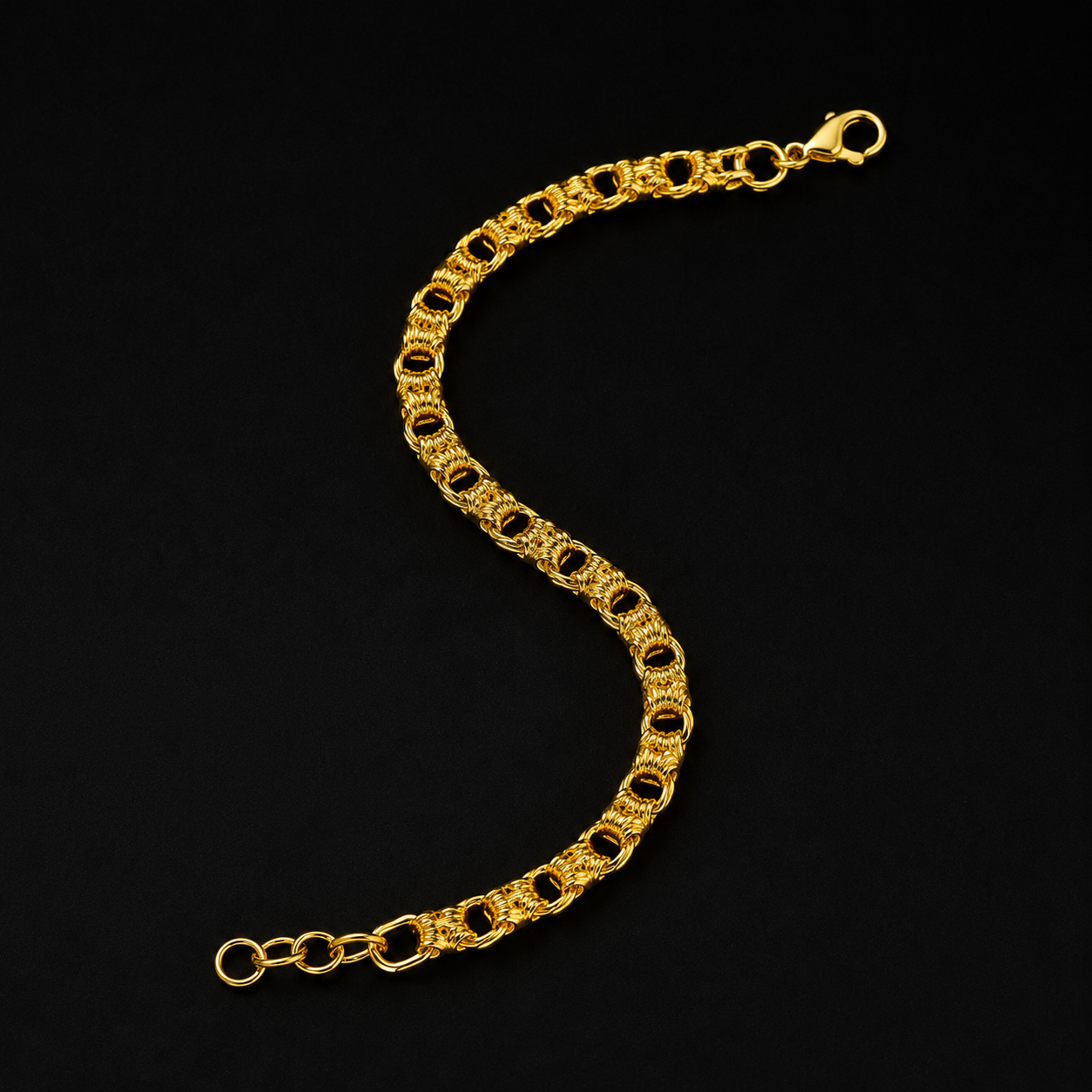 22K Gold Box Design Bracelet Close Up Men UniqueJewels.in