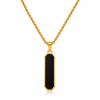 Obsidian Bar Pendant for Men – 22K Gold Plated, Anti-Tarnish