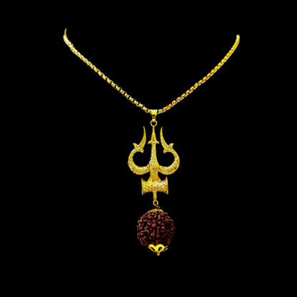 Trishul Damru Rudraksha Pendant with Chain