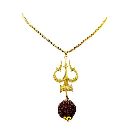 Trishul Damru Rudraksha Pendant with Chain