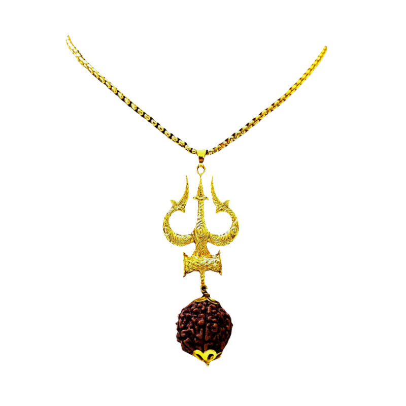Trishul Damru Rudraksha Pendant with Chain