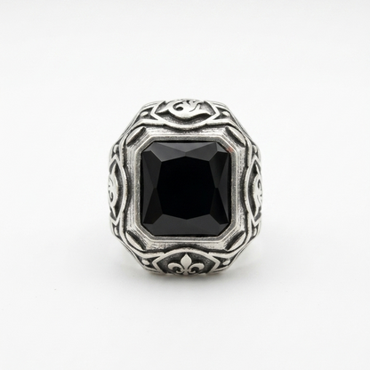 Ornate Oxidised & Black Gem Signet (Water-Resistant) Daily Wear