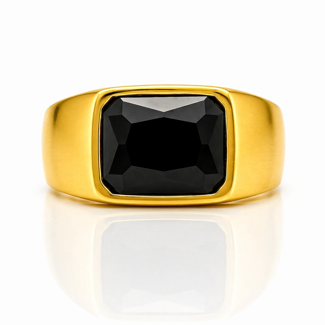 PVD Black Rhodium & Gold Statement Ring