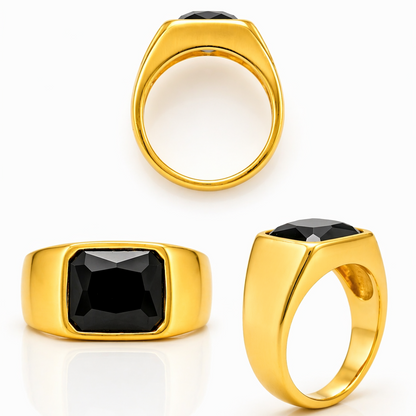 PVD Black Rhodium & Gold Statement Ring