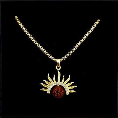 5 Mukhi Rudraksha Surya Pendant With Chain.