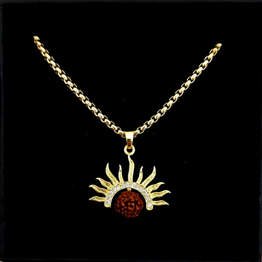 5 Mukhi Rudraksha Surya Pendant With Chain.