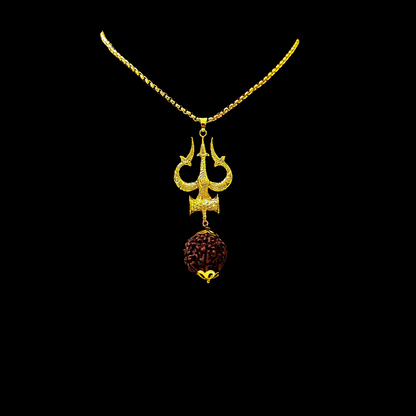 Trishul Damru Rudraksha Pendant with Chain