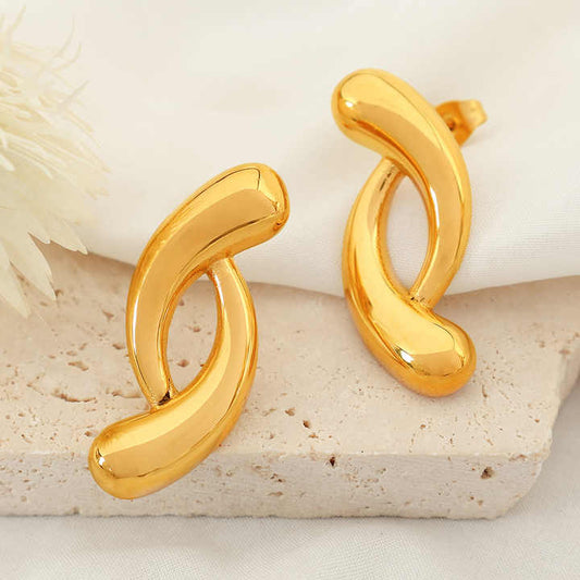 korean style stud 18k gold plated