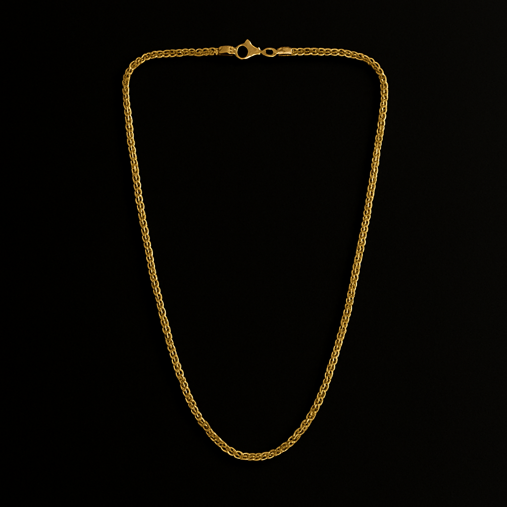 Men’s Gold-Plated Box Chain Necklace – 18K Finish.