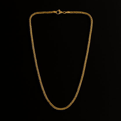 Men’s Gold-Plated Box Chain Necklace – 18K Finish.
