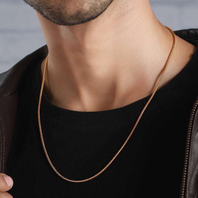 Round Snake Chain for Men – 22K Gold Plated, Anti-Tarnish & Daily Wear
