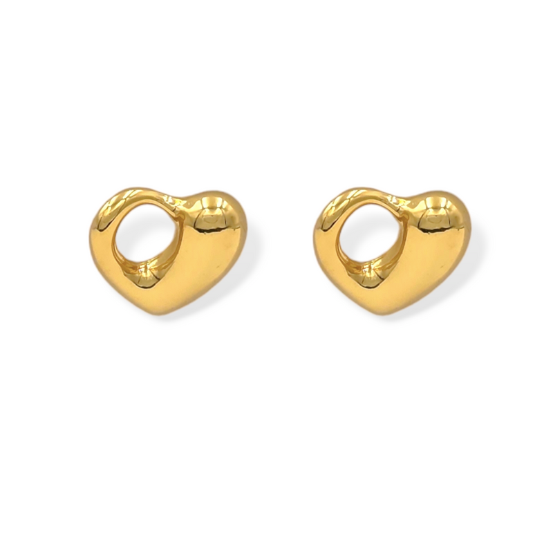 Hollow Heart Gold Earrings 18k Gold Plated, Waterproof and Anti-Tarnish.