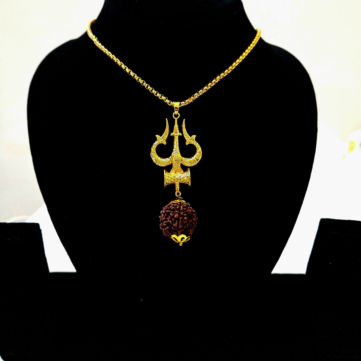 Trishul Damru Rudraksha Pendant with Chain