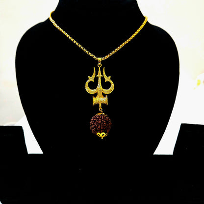 Trishul Damru Rudraksha Pendant with Chain