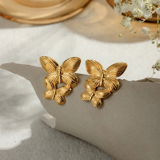 18kt Gold Plated Butterfly Earrings