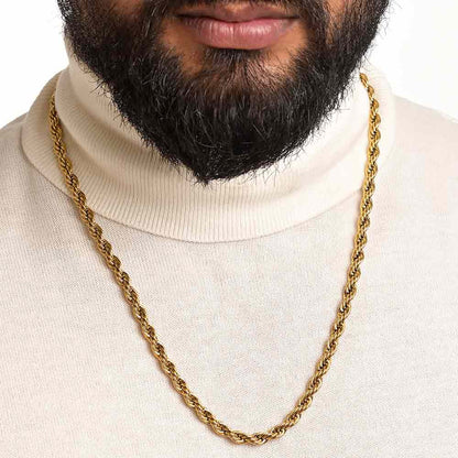 Rope Chain in 3 Sizes – 22K Gold Plated (2 mm / 3mm / 4mm)