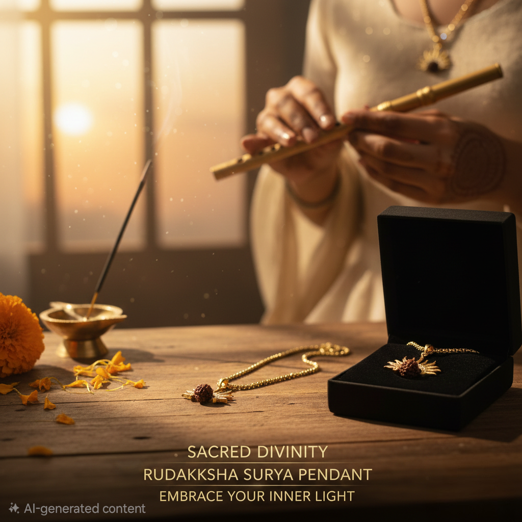 5 Mukhi Rudraksha Surya Pendant With Chain.