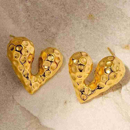 Gorgeous Hamered Heart Stud Earring for Women & Girls 18k Gold Plated