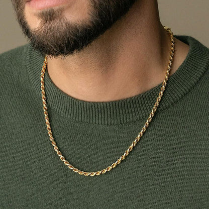 Rope Chain in 3 Sizes – 22K Gold Plated (2 mm / 3mm / 4mm)