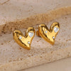 Diamond Heart Stud Earrings 18k Gold Plated.