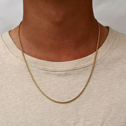 Rope Chain in 3 Sizes – 22K Gold Plated (2 mm / 3mm / 4mm)
