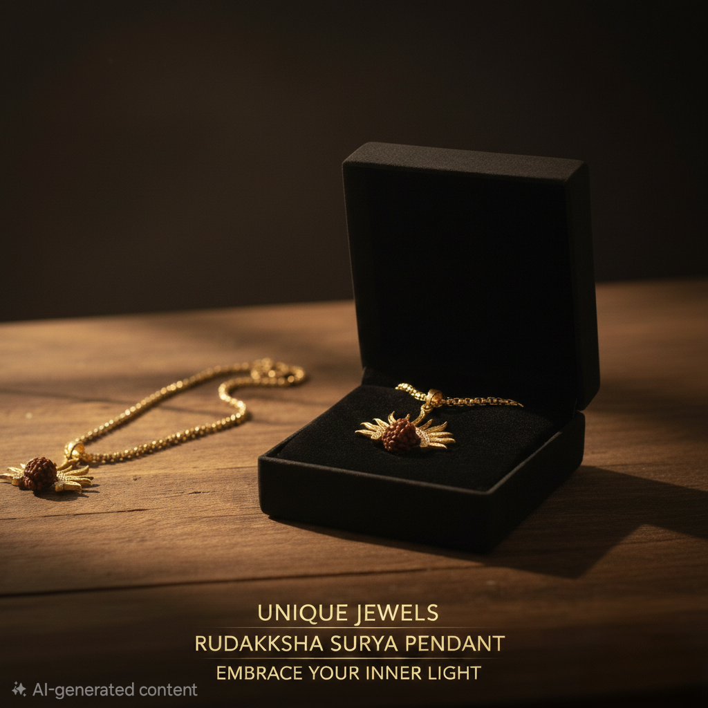 5 Mukhi Rudraksha Surya Pendant With Chain.