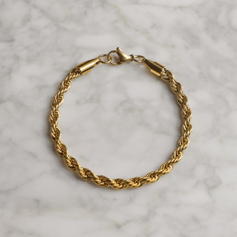 Rope Chain Bracelet for Men – 22K Gold PVD, Water-Resistant Daily Wear