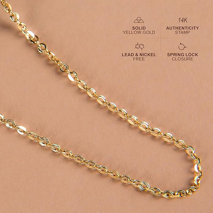 Diamond Cut Anchor/Cable Chain Necklace 14k Gold Plated